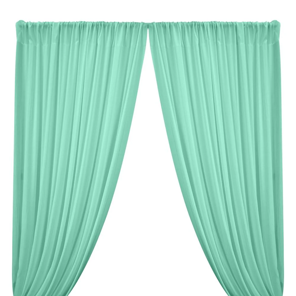 Rayon Challis Rod Pocket Curtains - Aqua