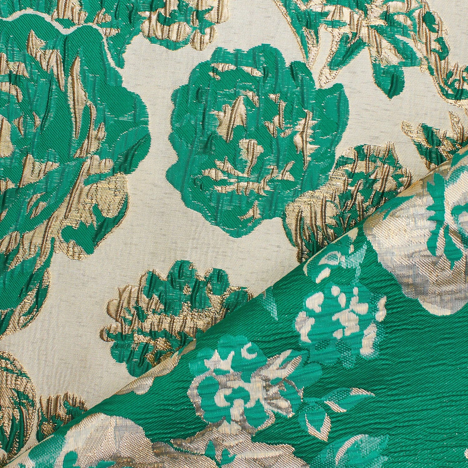 Rose Floral Plain Woven Crinkle Metallic Brocade Jacquard - Image 12