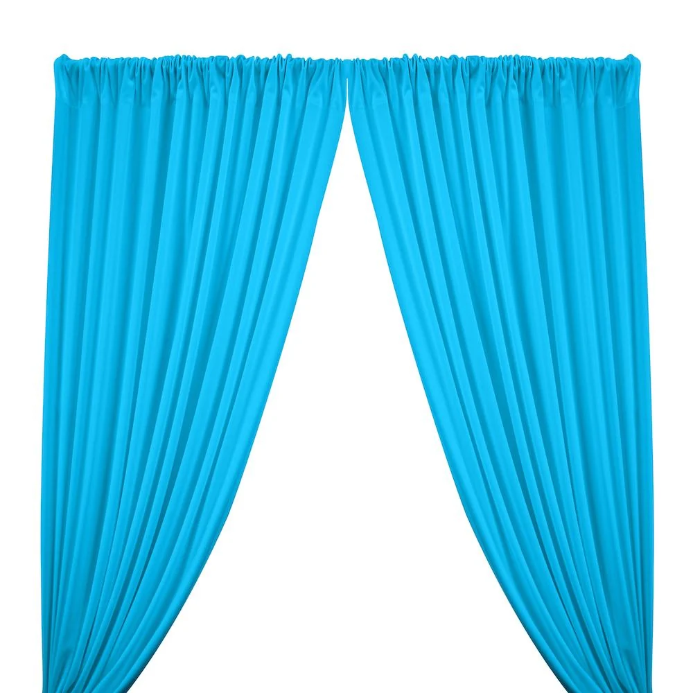 Scuba Double Knit Rod Pocket Curtains -  Turquoise
