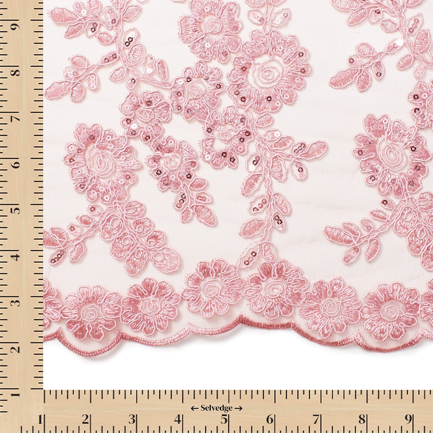 Sheer Floral Sequined Embroidery On Lace - Image 17