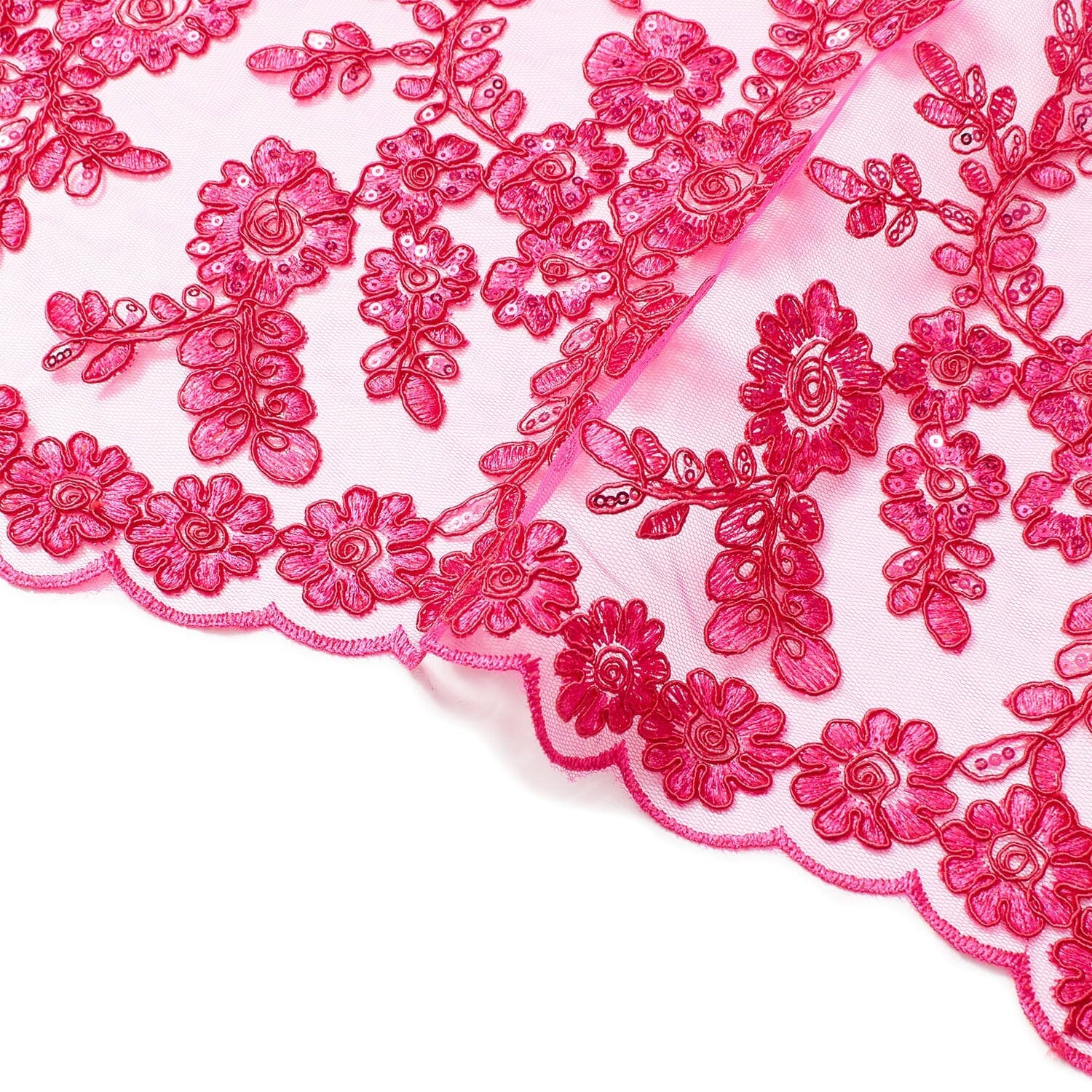 Sheer Floral Sequined Embroidery On Lace - Image 20