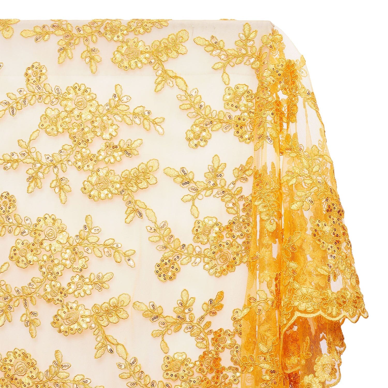 Sheer Floral Sequined Embroidery On Lace - Image 22