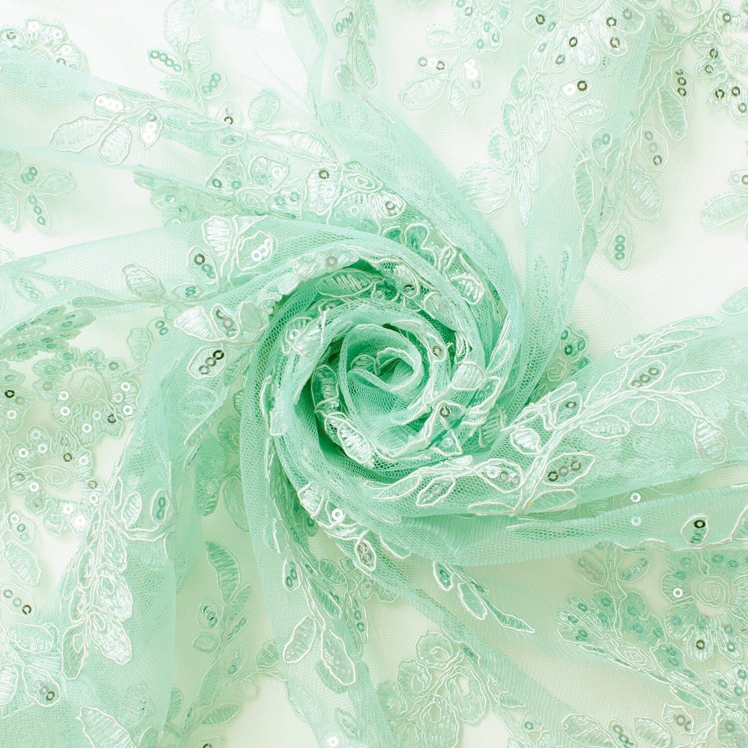 Sheer Floral Sequined Embroidery On Lace - Image 35