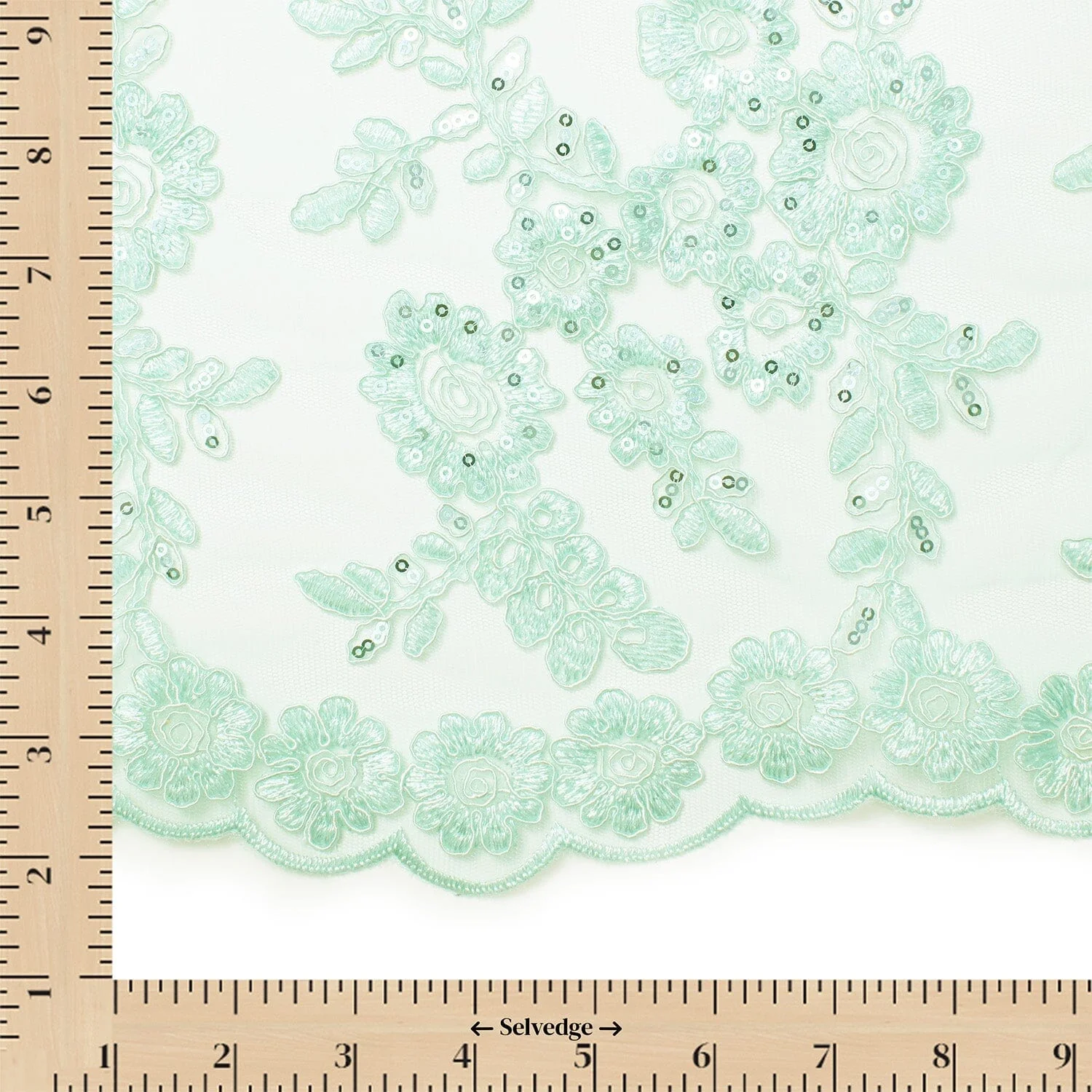 Sheer Floral Sequined Embroidery On Lace - Image 37