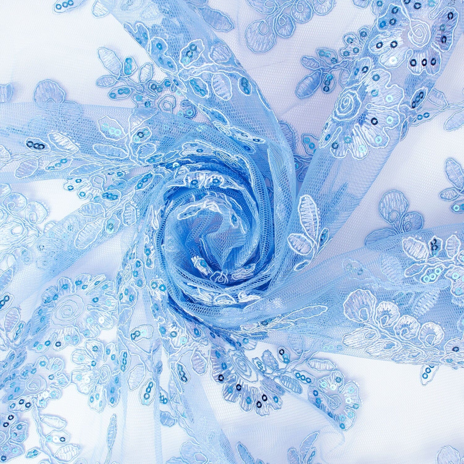 Sheer Floral Sequined Embroidery On Lace - Image 39