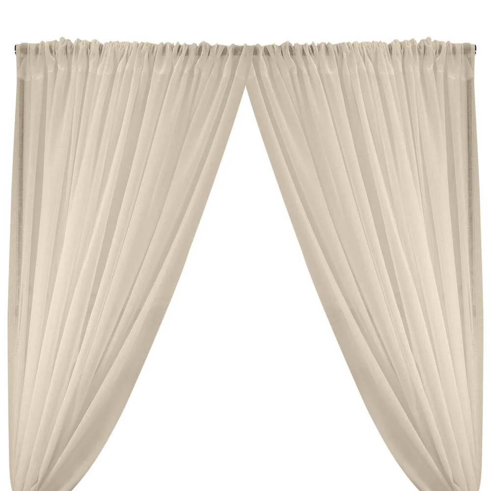 Gasa Sheer Voile Rod Pocket Curtains - Beige