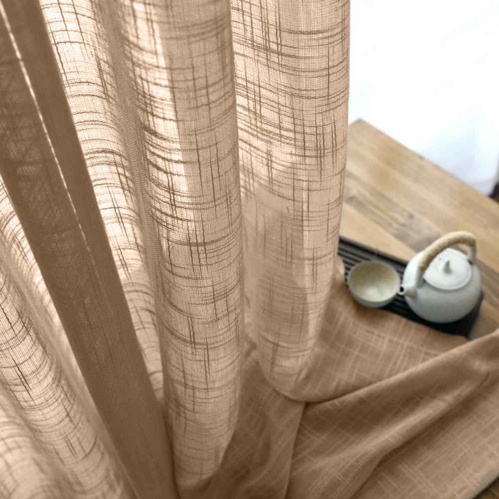 Gasa Sheer Voile Rod Pocket Curtains - Camel - Image 2