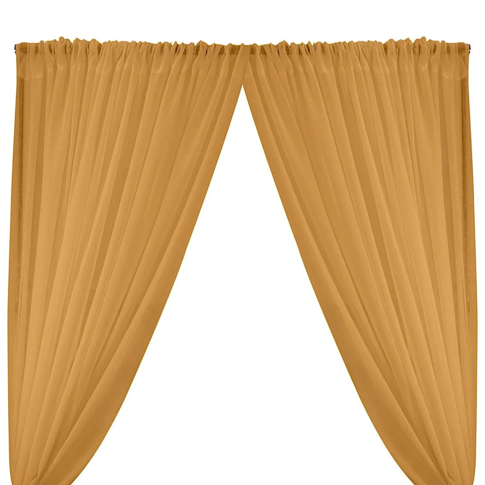 Gasa Sheer Voile Rod Pocket Curtains - Gold