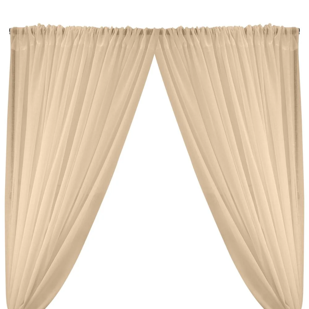 Gasa Sheer Voile Rod Pocket Curtains - Peach