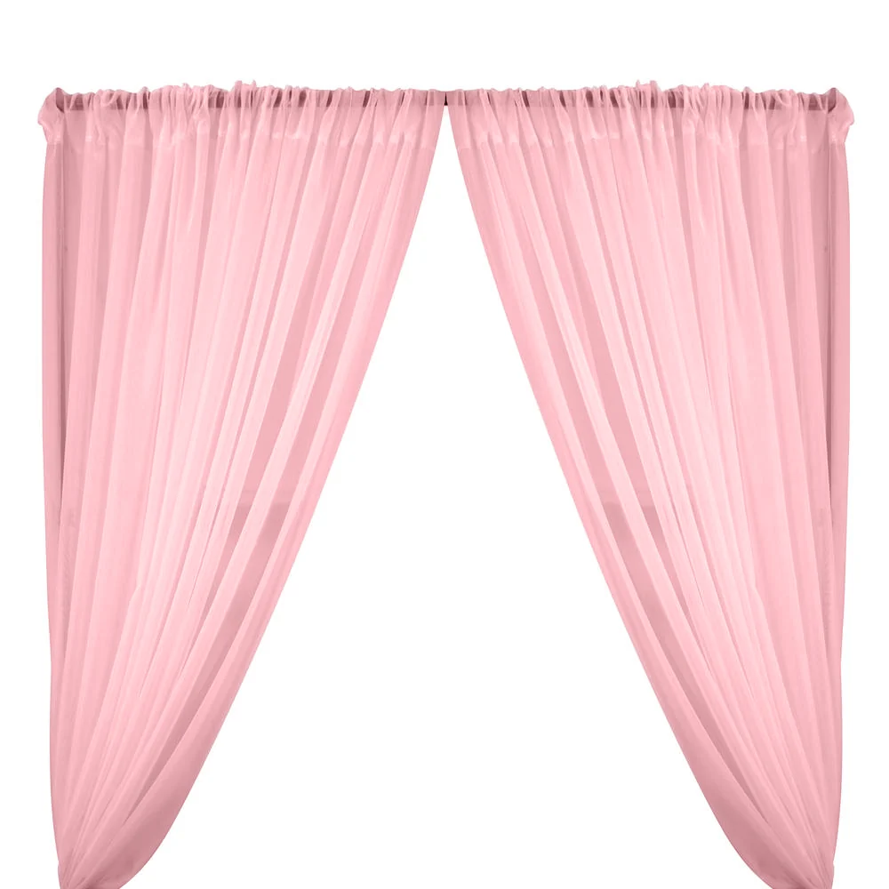Sheer Voile Rod Pocket Curtains - Blush