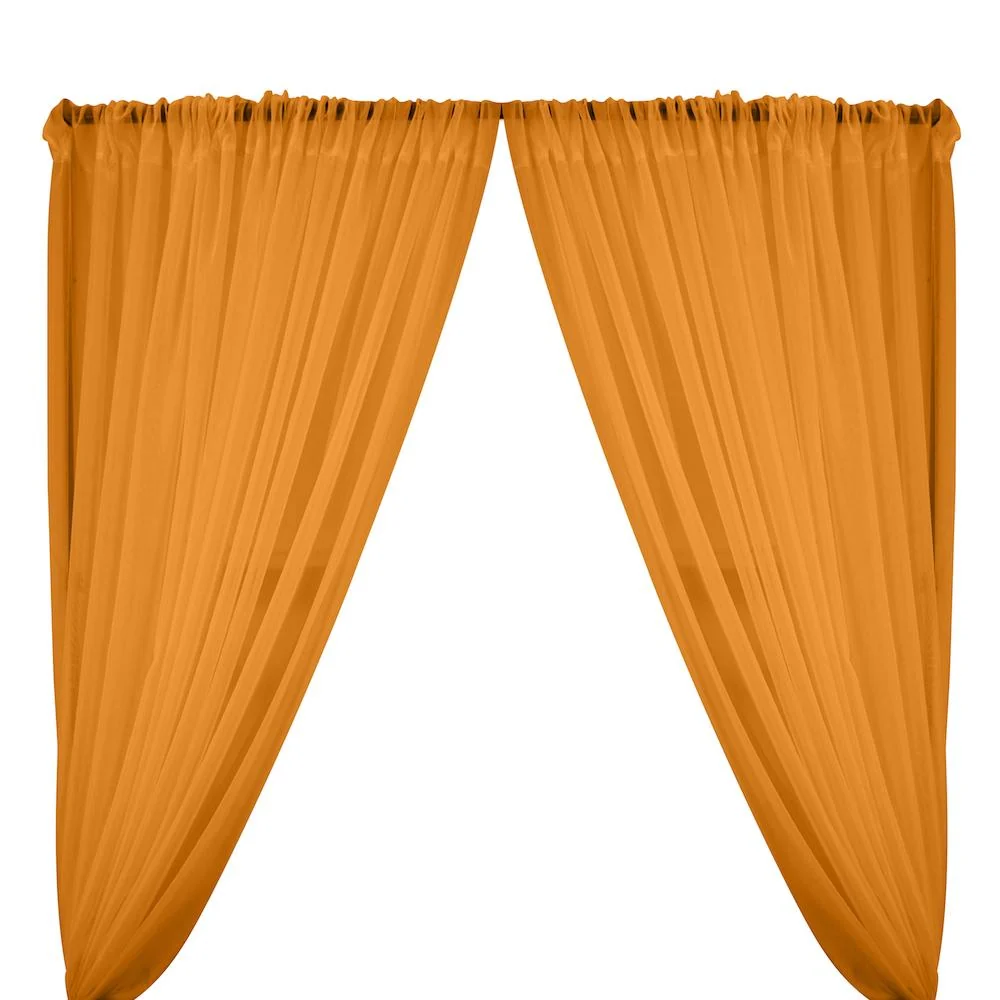 Sheer Voile Rod Pocket Curtains - Orange