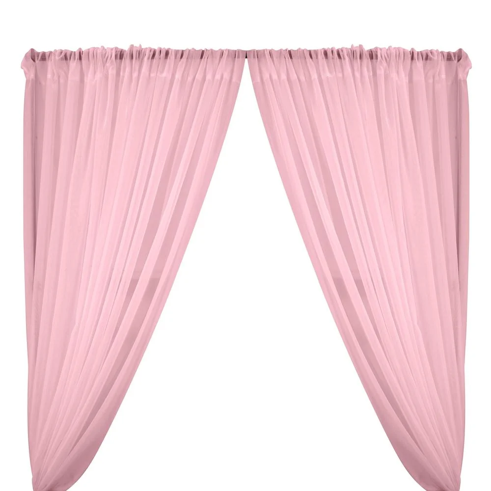 Sheer Voile Rod Pocket Curtains - Pale Pink