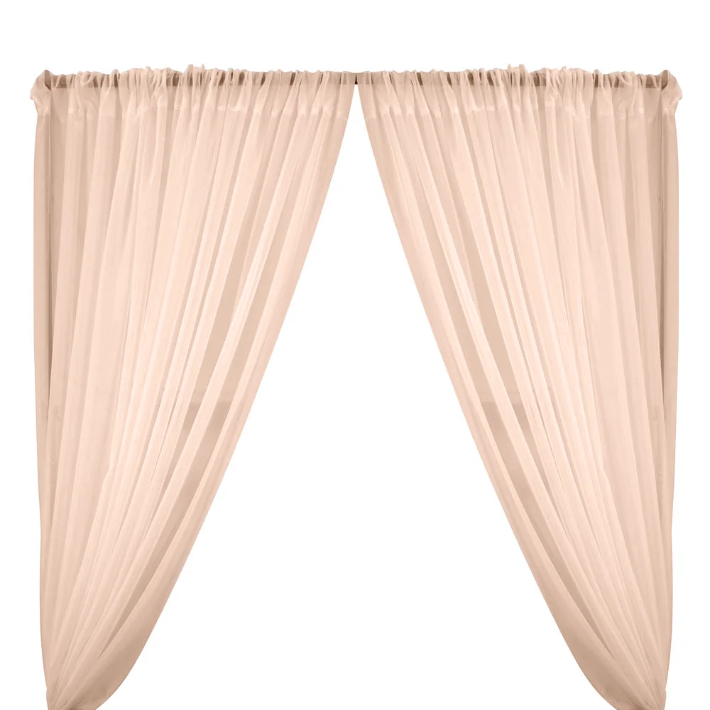 Sheer Voile Rod Pocket Curtains - Rose Gold