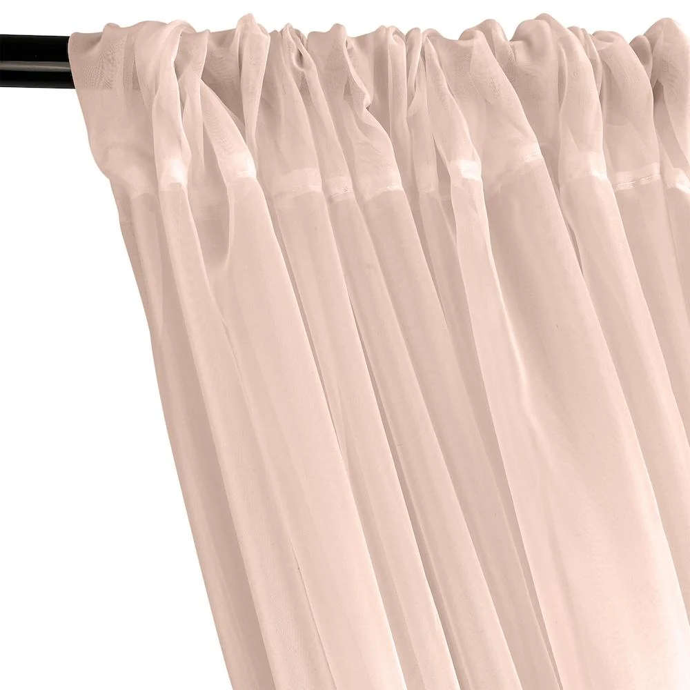 Sheer Voile Rod Pocket Curtains - Rose Gold - Image 2
