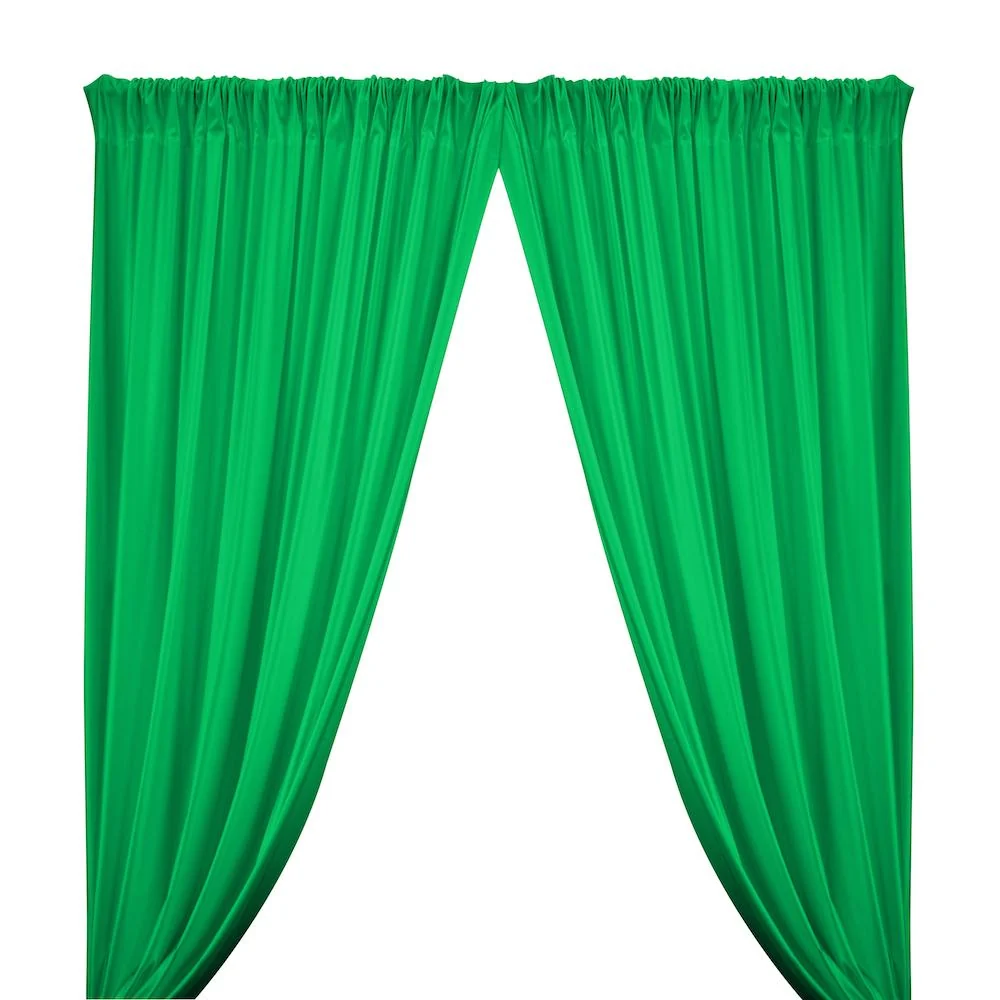 Shiny Milliskin Rod Pocket Curtains - Kelly Green