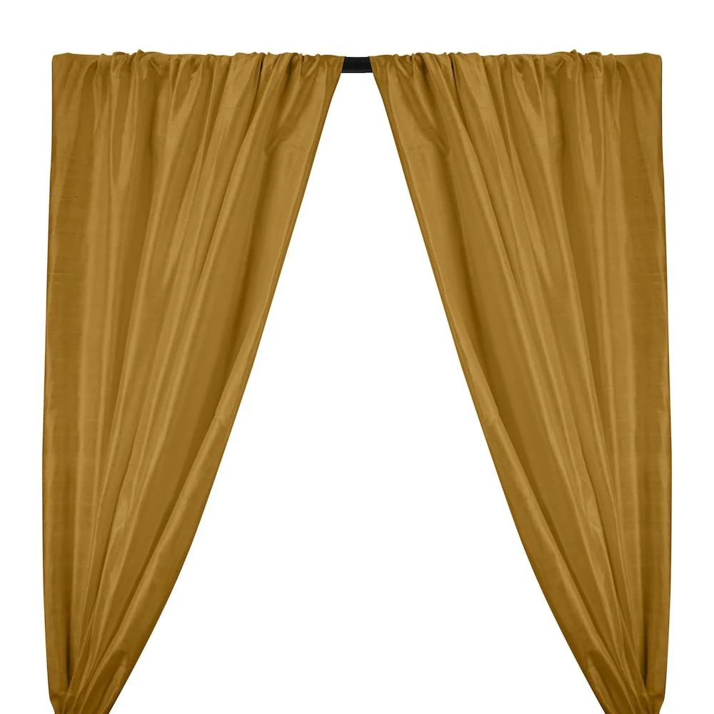 Silk Dupioni (54 Inch) Rod Pocket Curtains -  Antique Gold