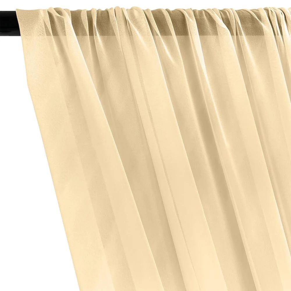 Silk Georgette Chiffon Rod Pocket Curtains - Champagne - Image 2