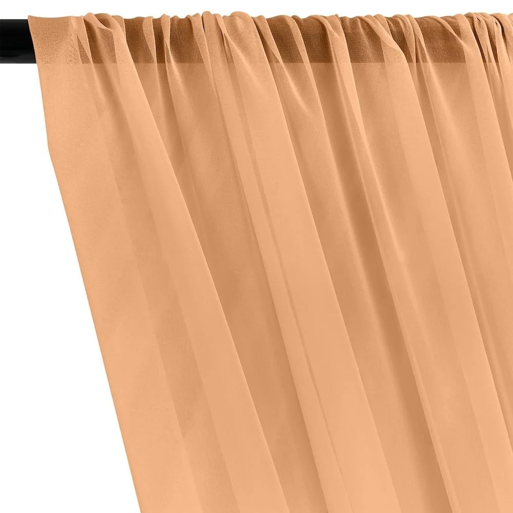 Silk Georgette Chiffon Rod Pocket Curtains - Peach - Image 2