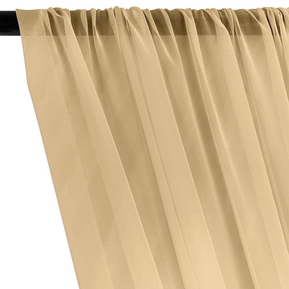 Silk Georgette Chiffon Rod Pocket Curtains - Taupe - Image 2