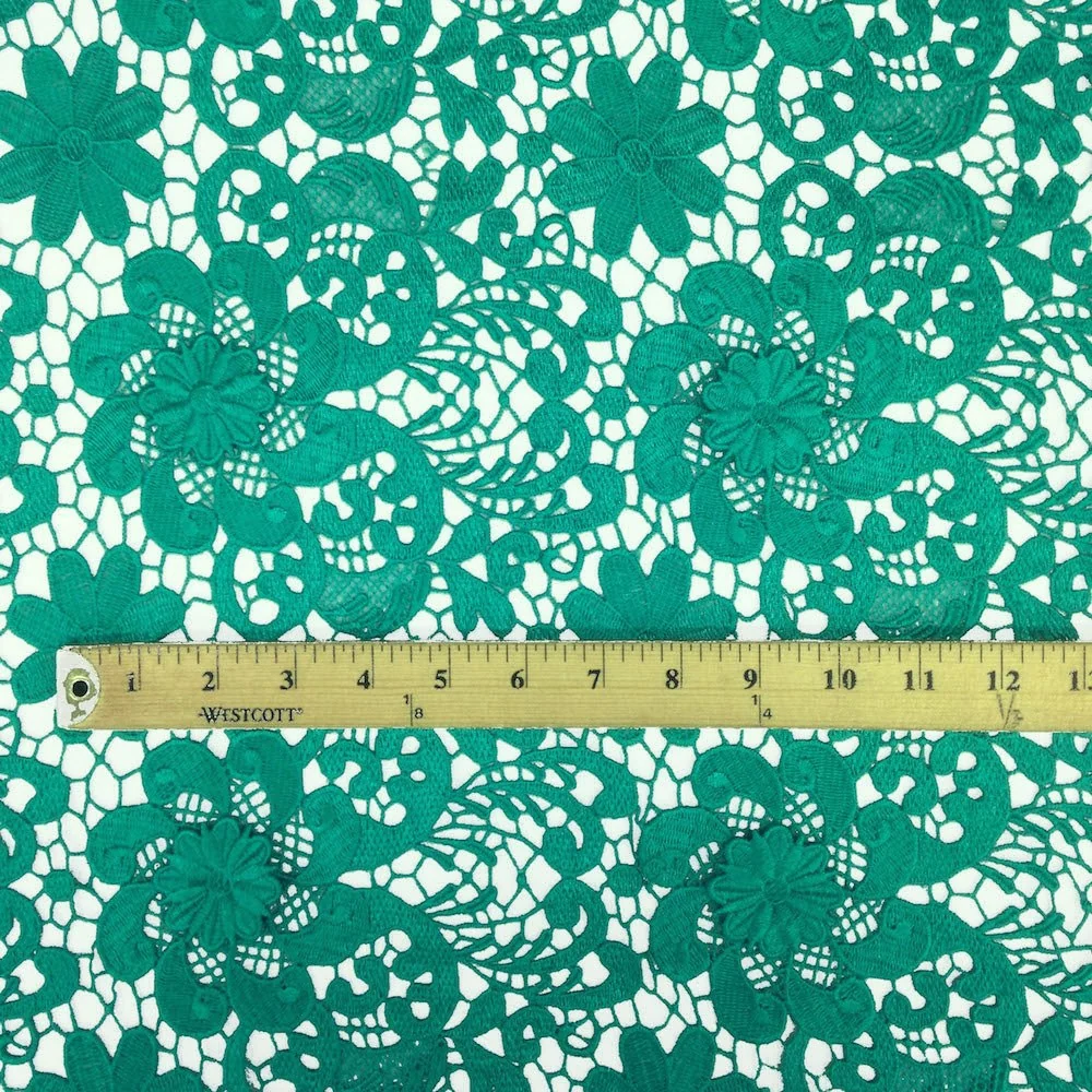 Spring Green Lily Flower Guipure French Venice Lace - Image 2