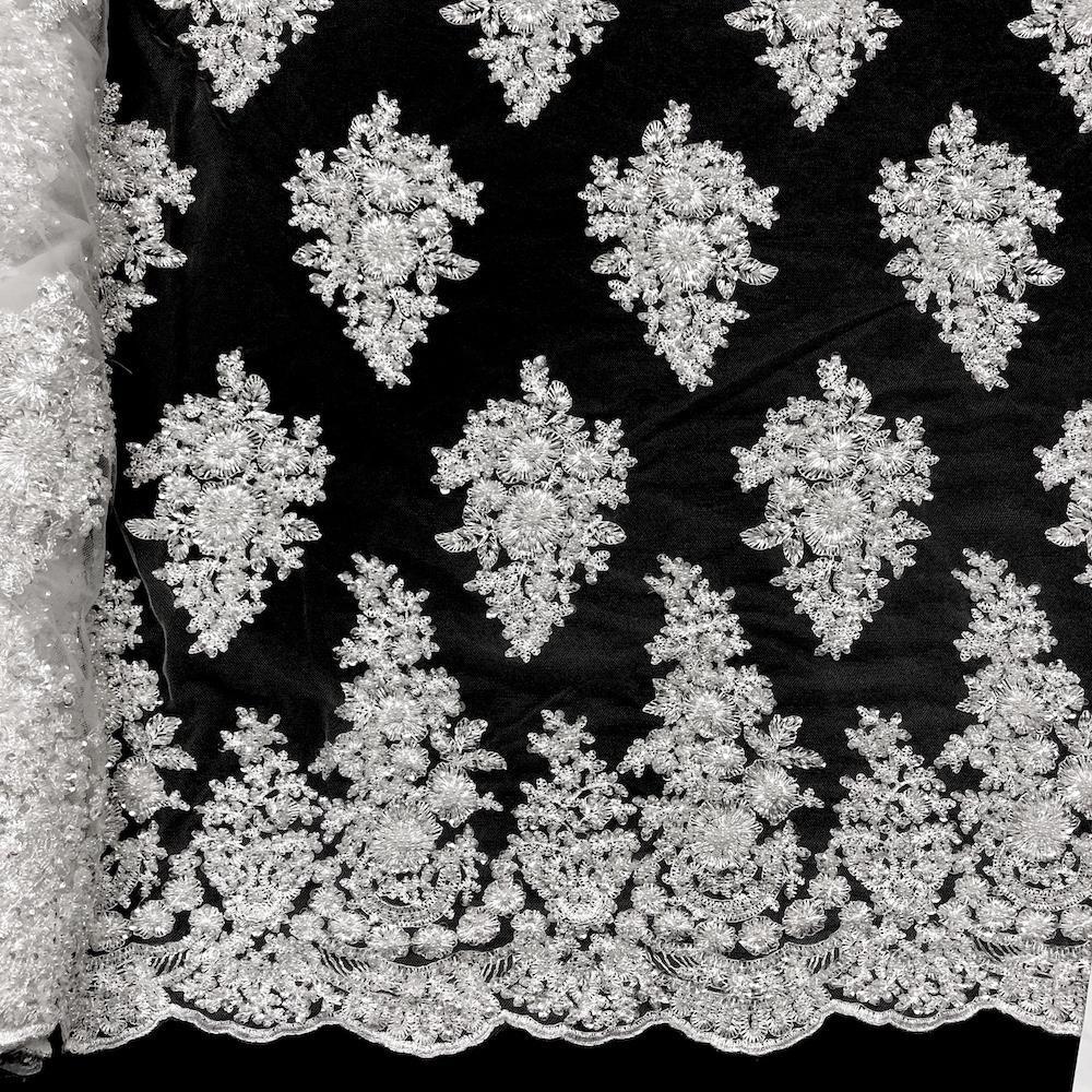 Spruce Bridal Lace Beaded Fabric - Image 2