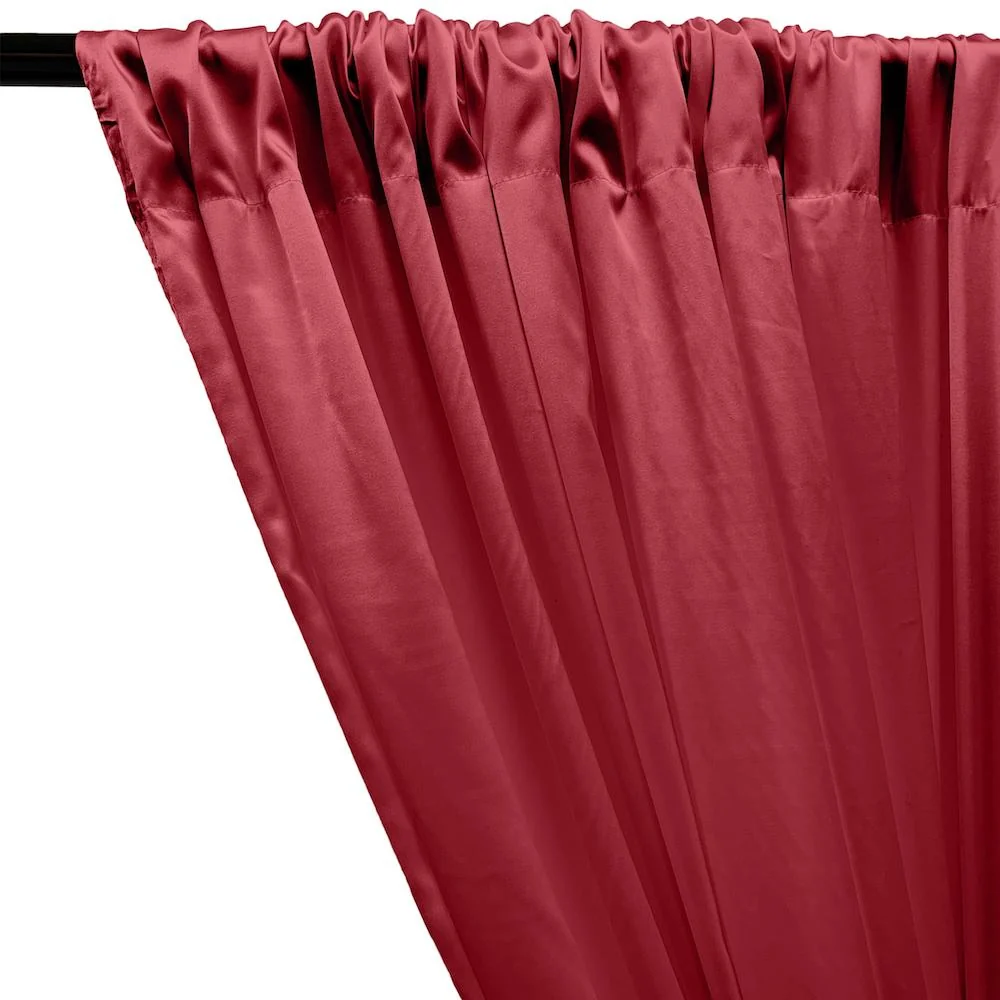 Stretch Charmeuse Satin Rod Pocket Curtains - Burgundy - Image 2