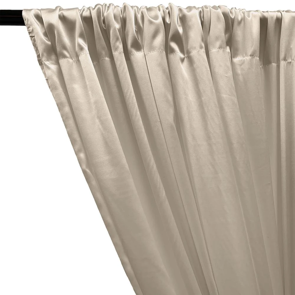 Stretch Charmeuse Satin Rod Pocket Curtains - Champagne - Image 2