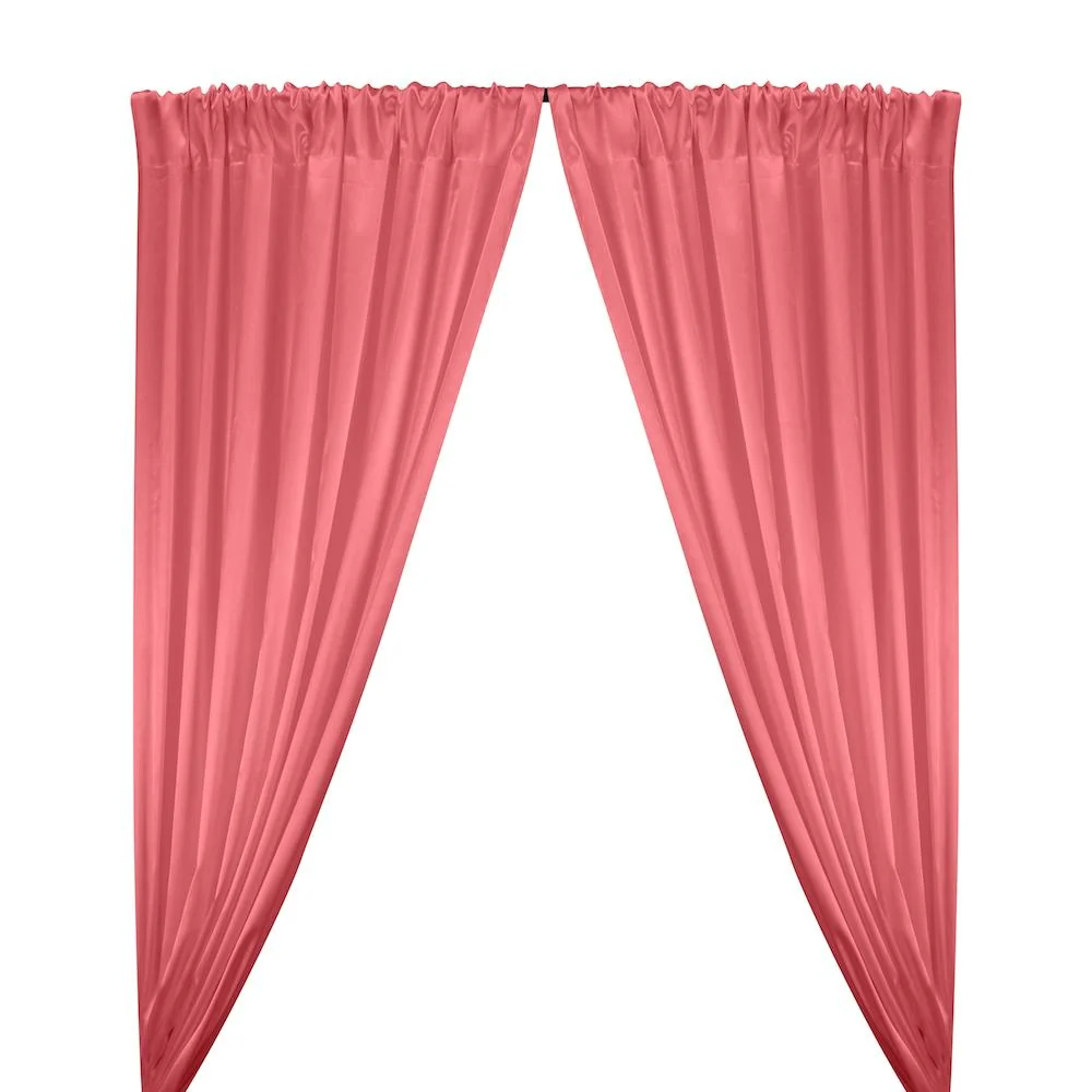 Stretch Charmeuse Satin Rod Pocket Curtains - Coral
