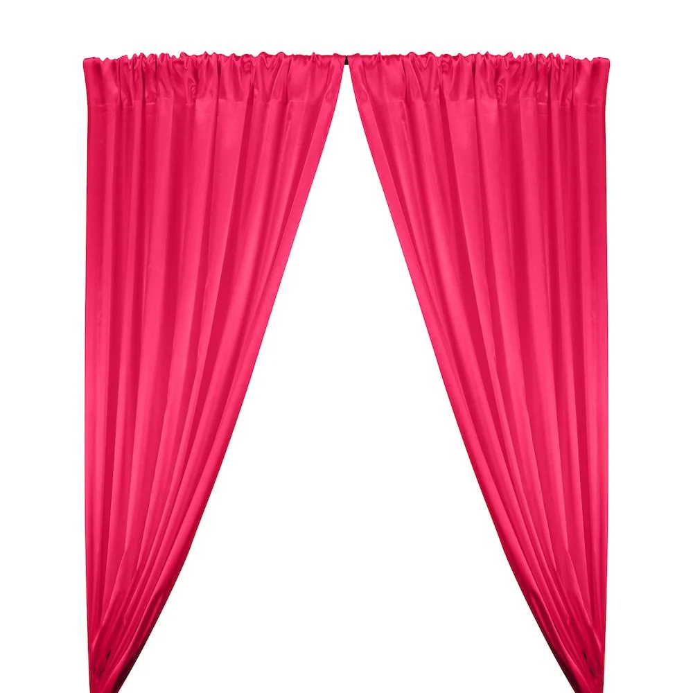 Stretch Charmeuse Satin Rod Pocket Curtains - Fuchsia