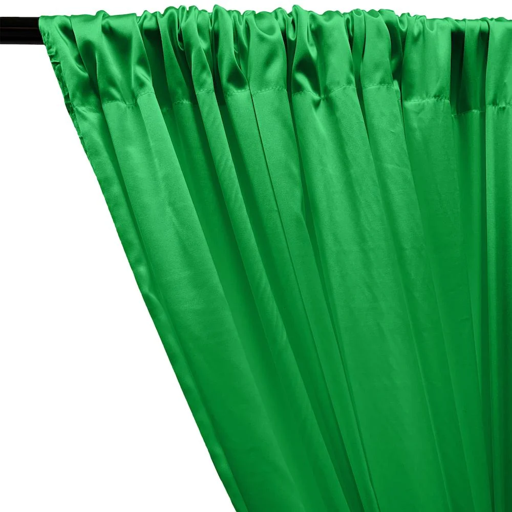Stretch Charmeuse Satin Rod Pocket Curtains - Kelly Green - Image 2