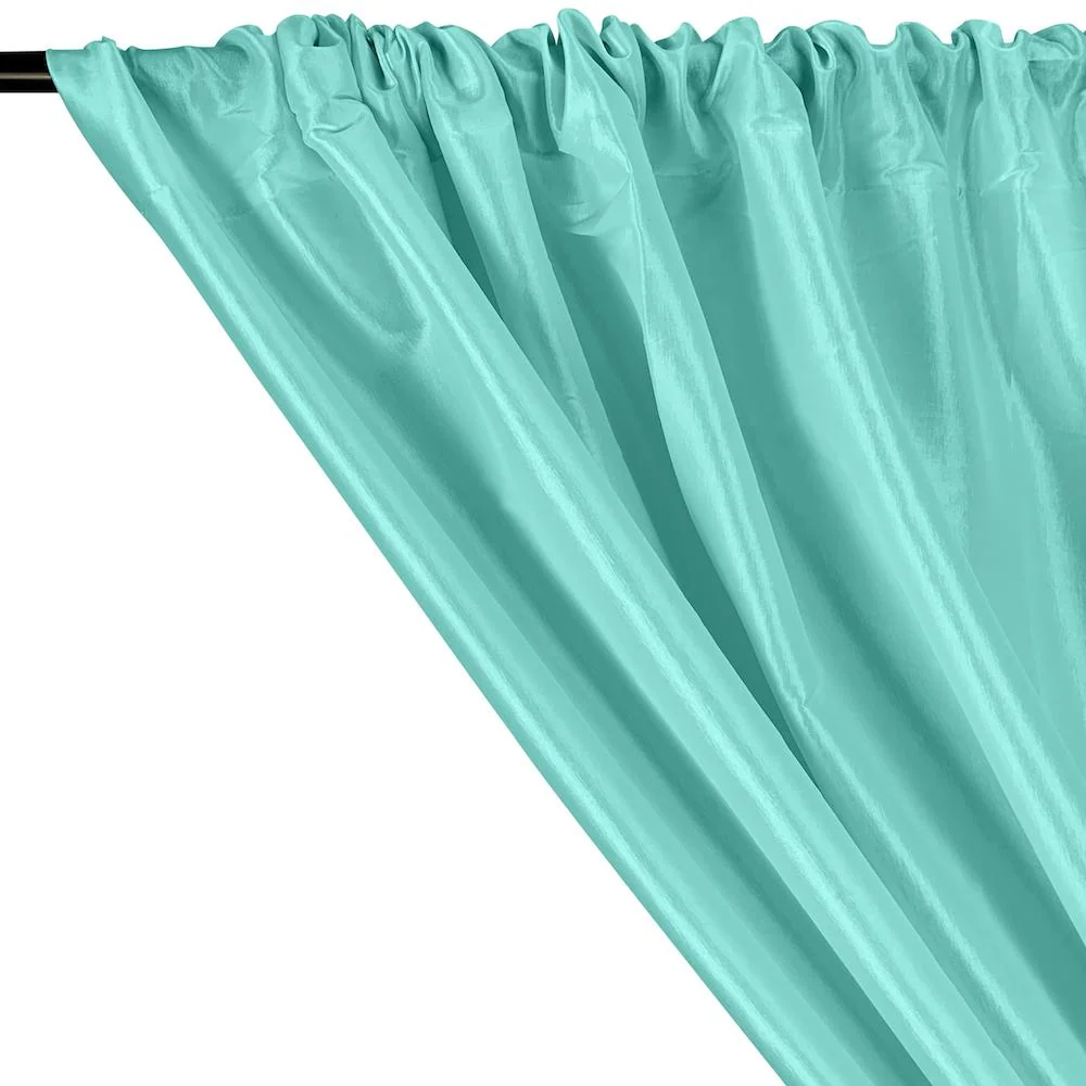 Stretch Taffeta Rod Pocket Curtains - Aqua Blue - Image 2