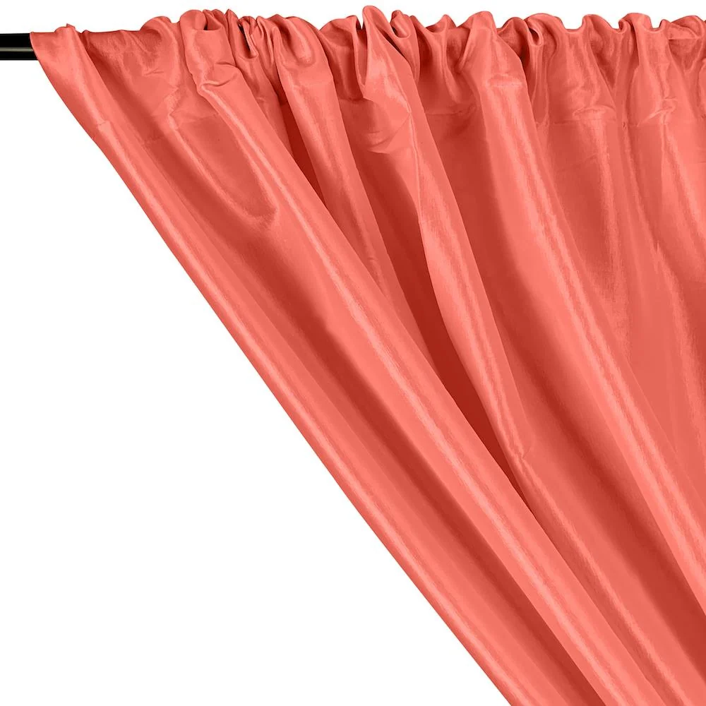 Stretch Taffeta Rod Pocket Curtains - Coral - Image 2
