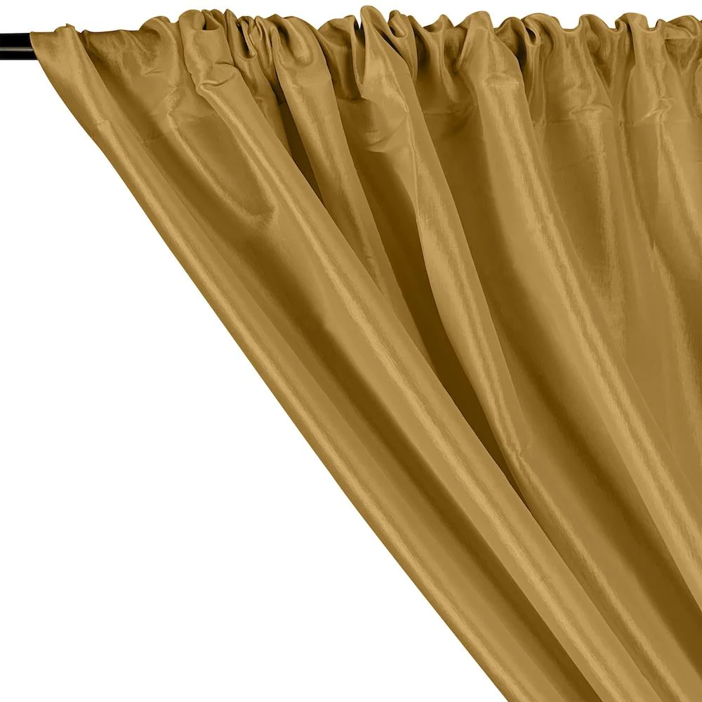 Stretch Taffeta Rod Pocket Curtains - Gold - Image 2