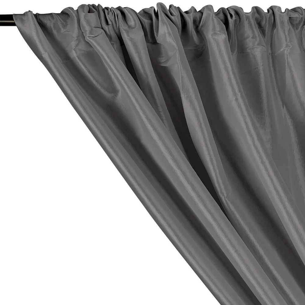 Stretch Taffeta Rod Pocket Curtains - Grey - Image 2