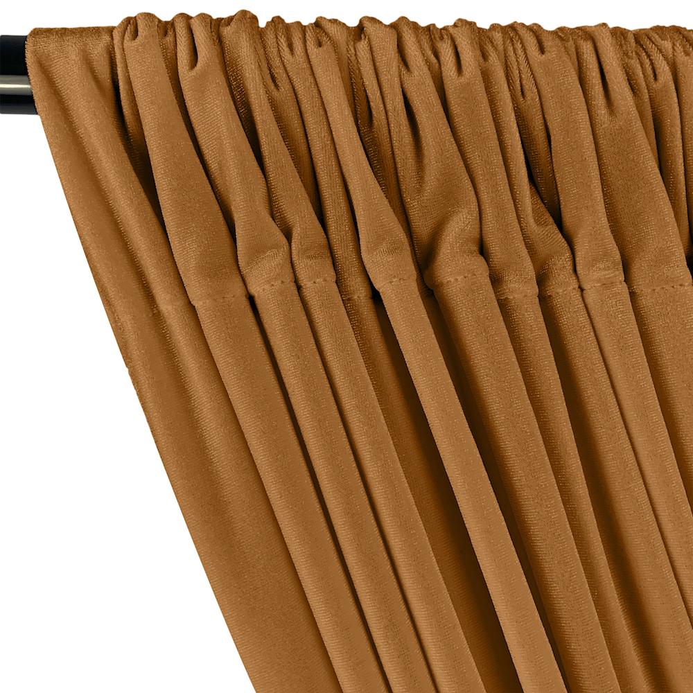 Stretch Velvet Rod Pocket Curtains - Copper - Image 2