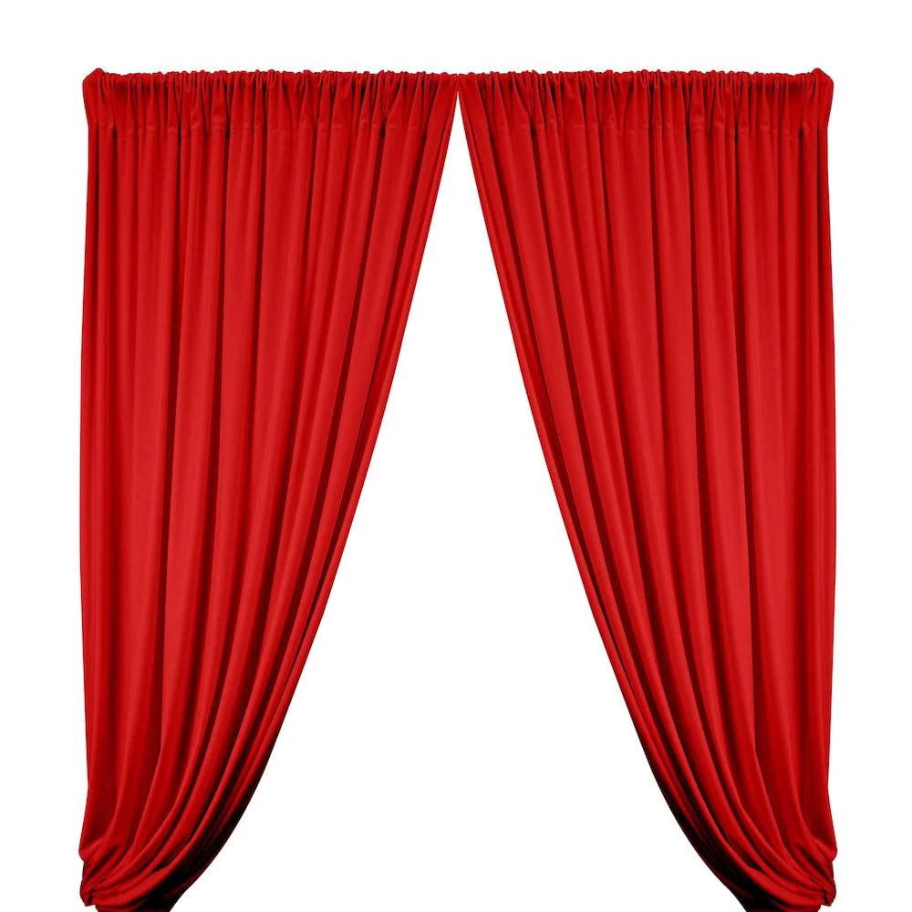 Stretch Velvet Rod Pocket Curtains - Dark Red