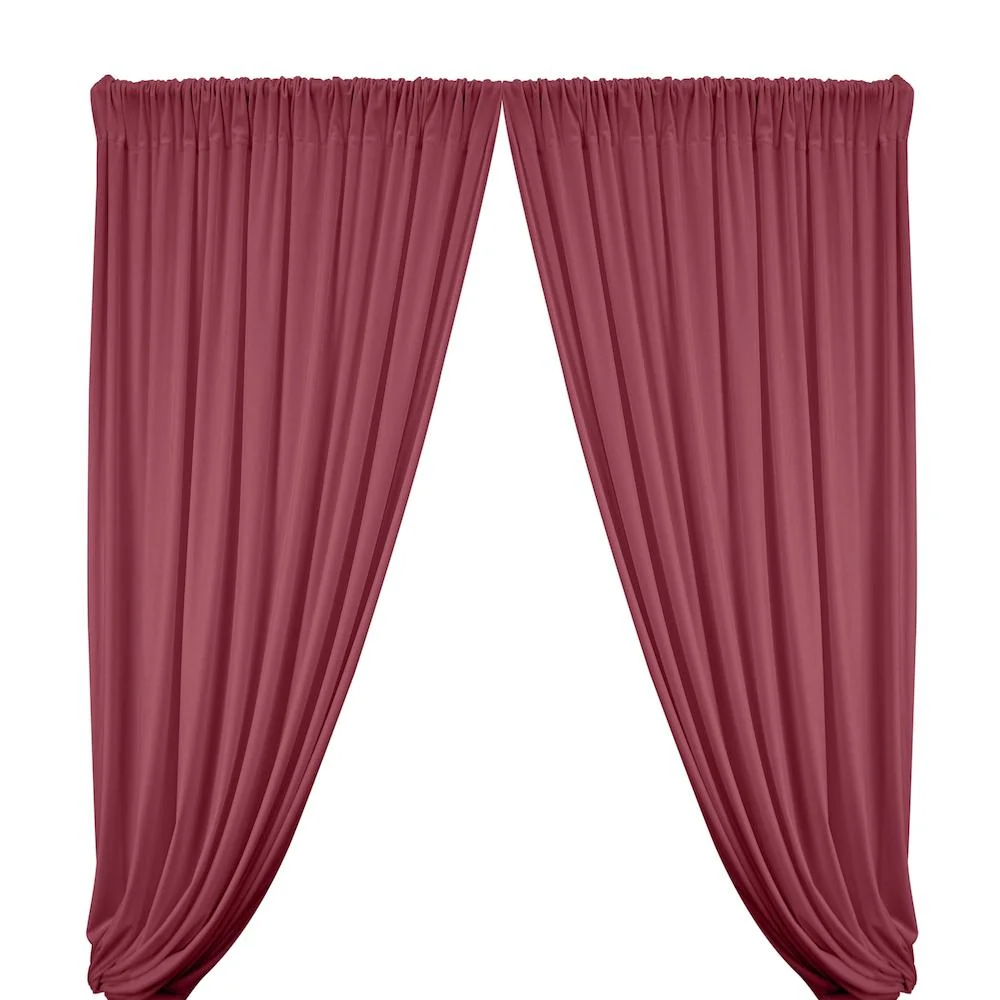 Stretch Velvet Rod Pocket Curtains - Dusty Rose