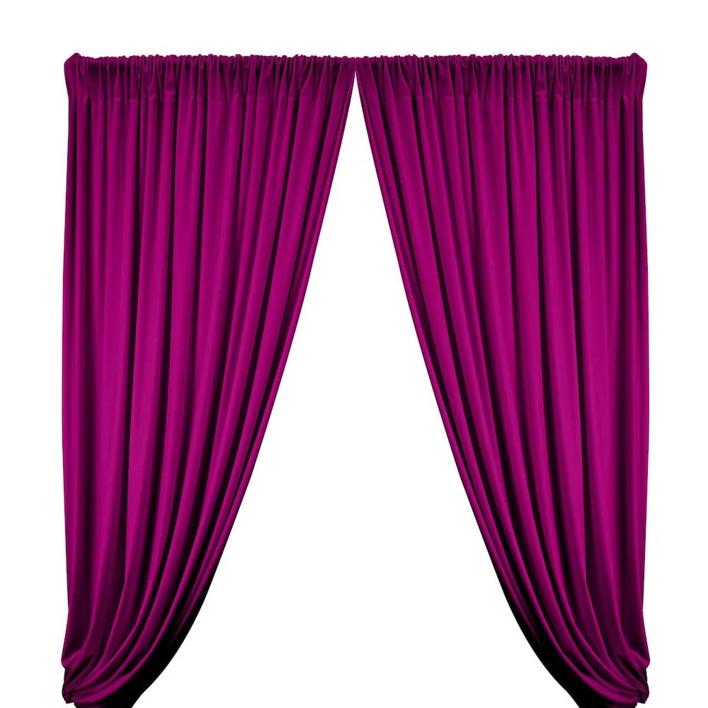 Stretch Velvet Rod Pocket Curtains - Magenta