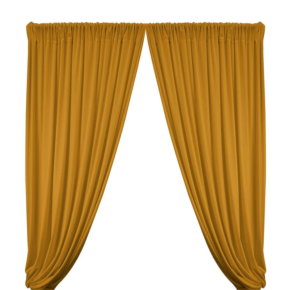 Stretch Velvet Rod Pocket Curtains - Mustard