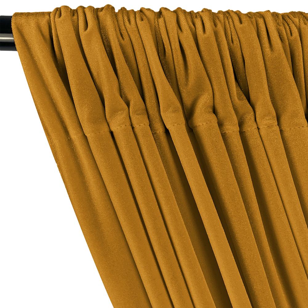 Stretch Velvet Rod Pocket Curtains - Mustard - Image 2
