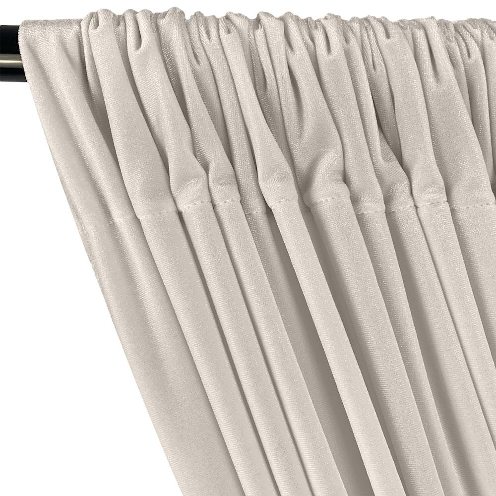 Stretch Velvet Rod Pocket Curtains - Off White - Image 2