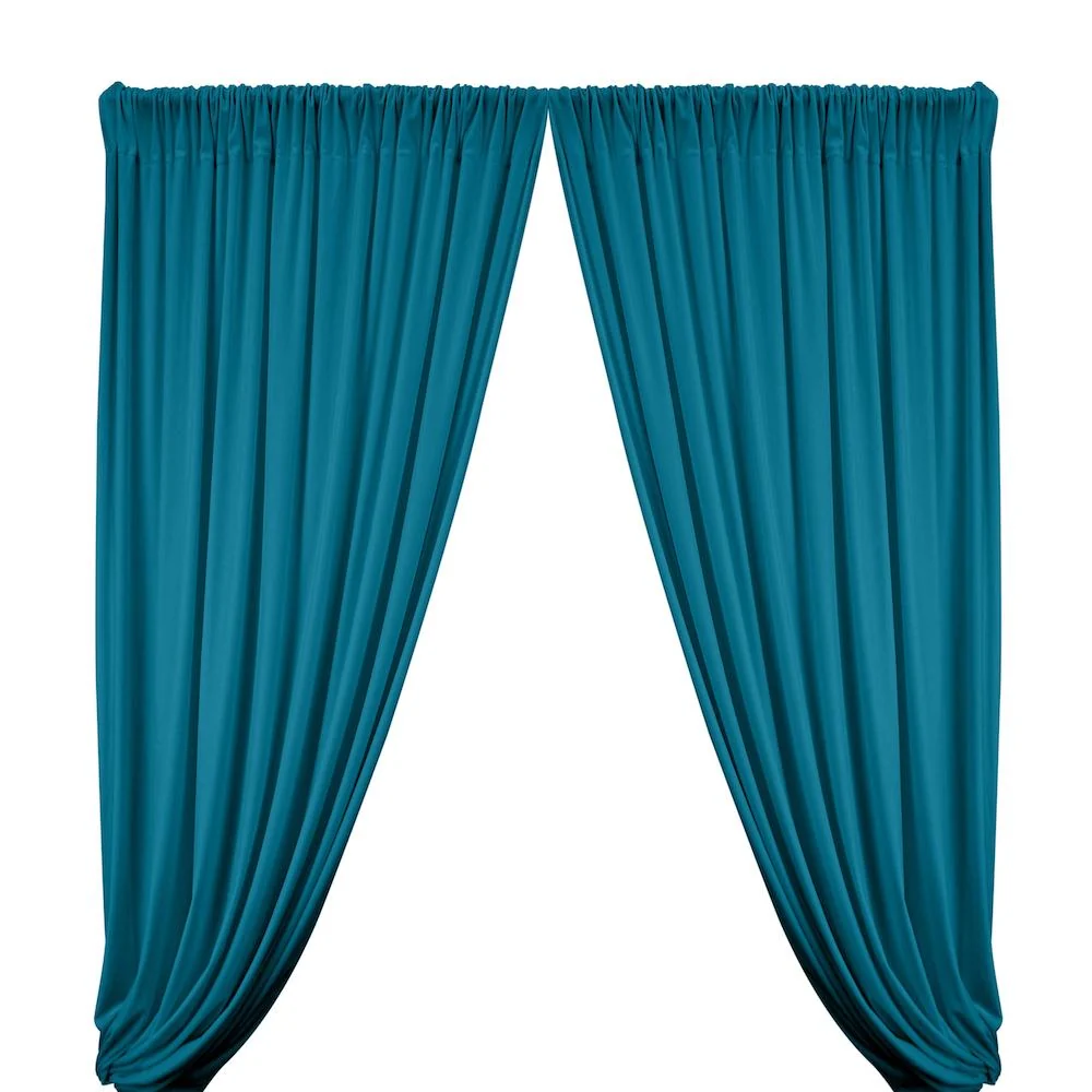 Stretch Velvet Rod Pocket Curtains - Teal