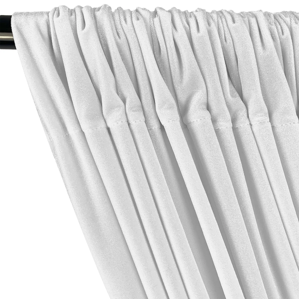 Stretch Velvet Rod Pocket Curtains (All Colors Available) - White - Image 2