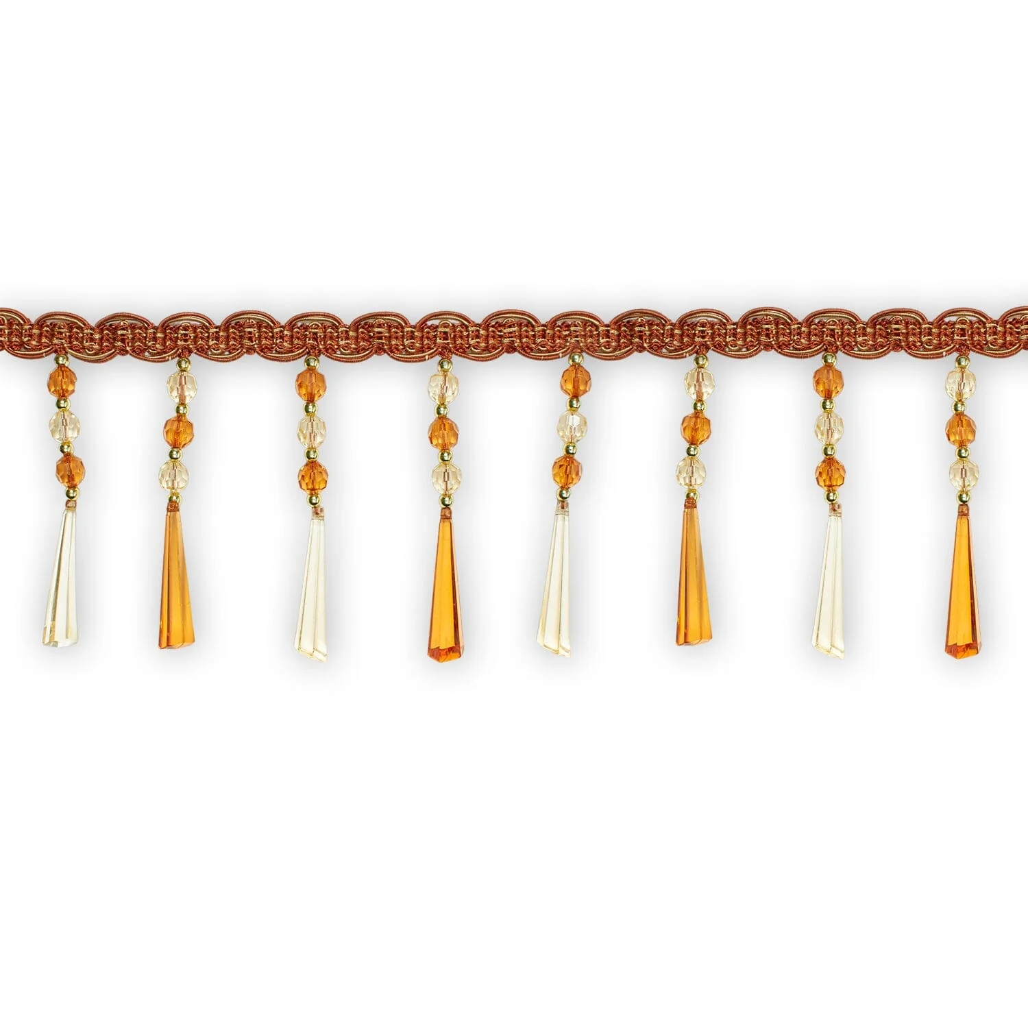 Tapered Baguette Beaded Rhinestone Tassel Fringe Trim - Image 2