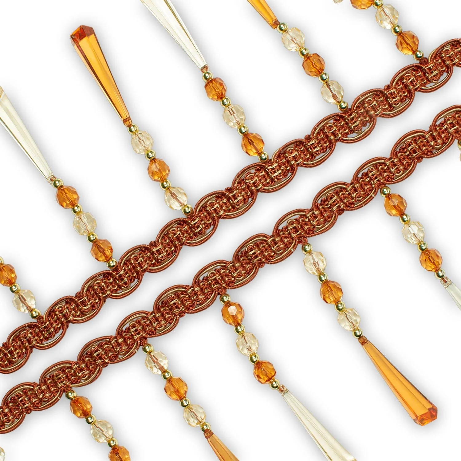 Tapered Baguette Beaded Rhinestone Tassel Fringe Trim - Image 3