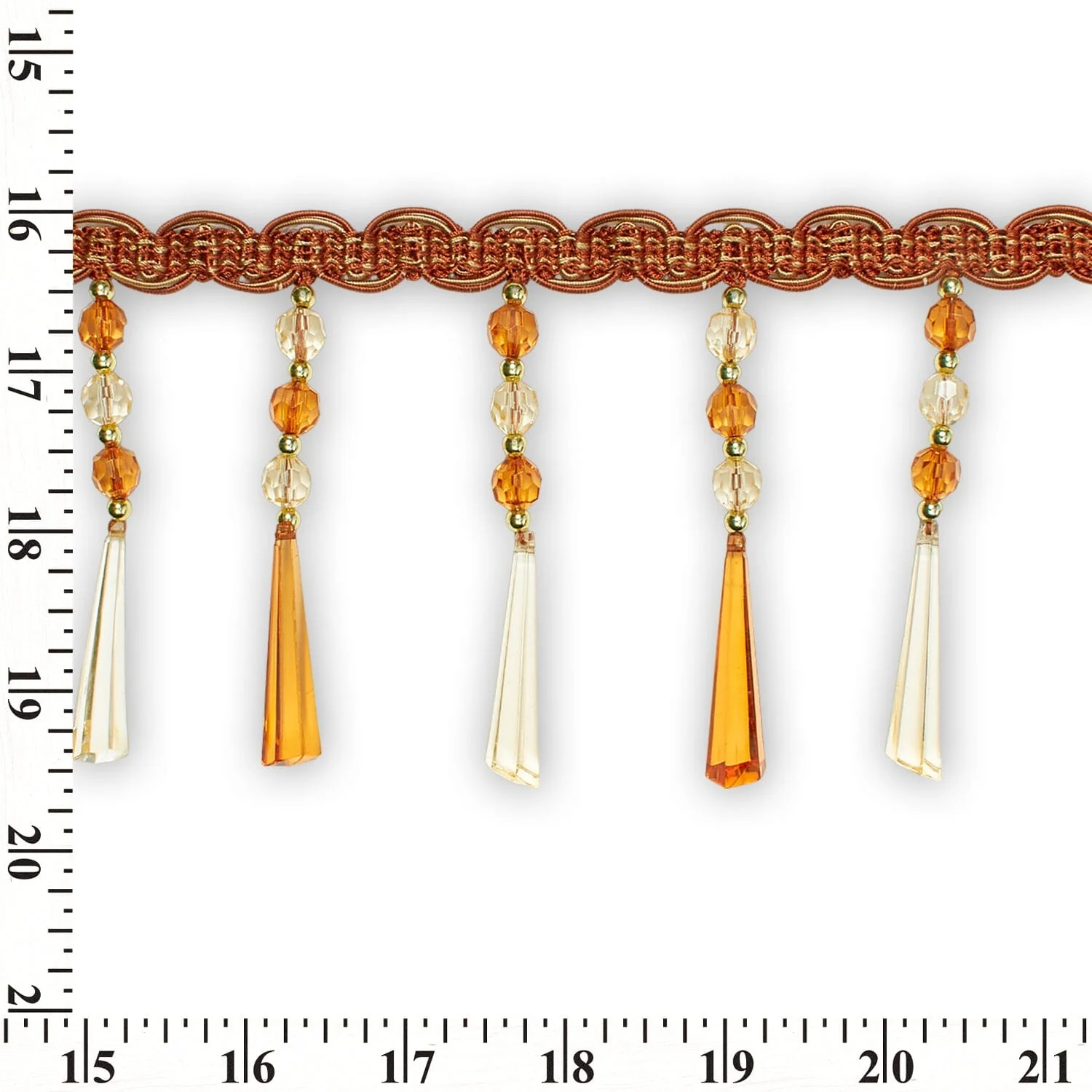 Tapered Baguette Beaded Rhinestone Tassel Fringe Trim - Image 4