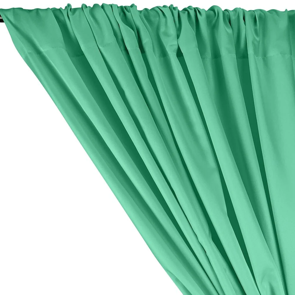 Polyester Twill Rod Pocket Curtains - Aqua Green - Image 2
