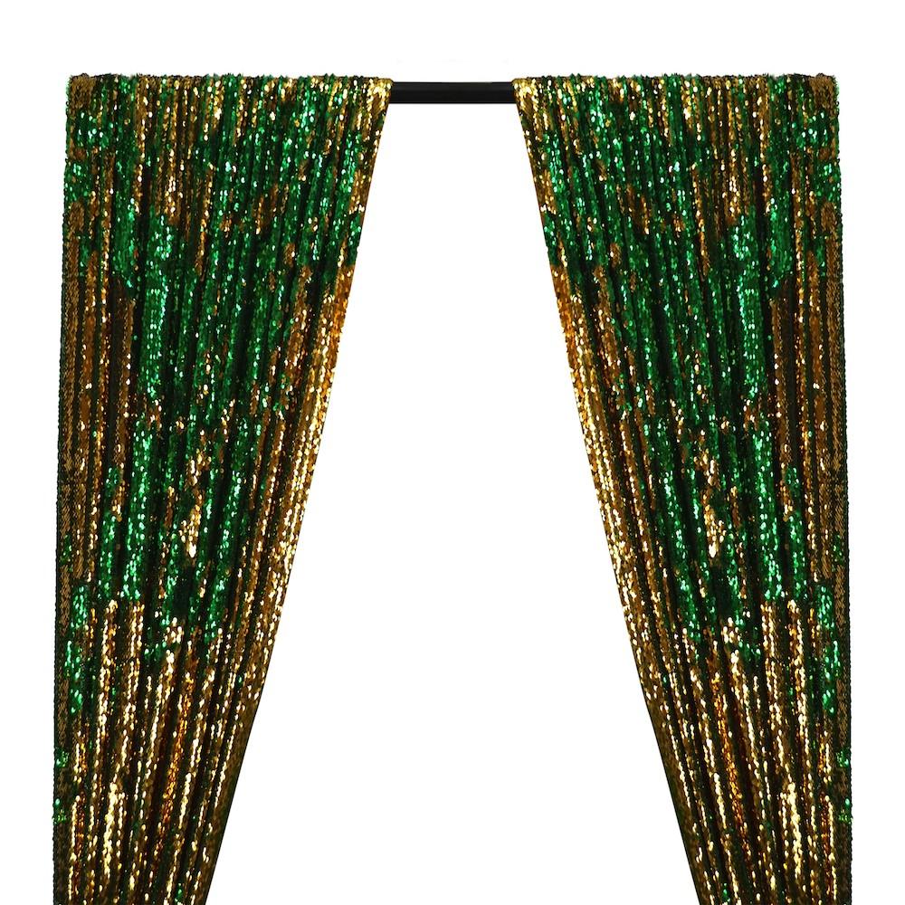 Two-Sided Reversible Sequins Rod Pocket Curtains (All Colors Available) - Gold / Kelly Green