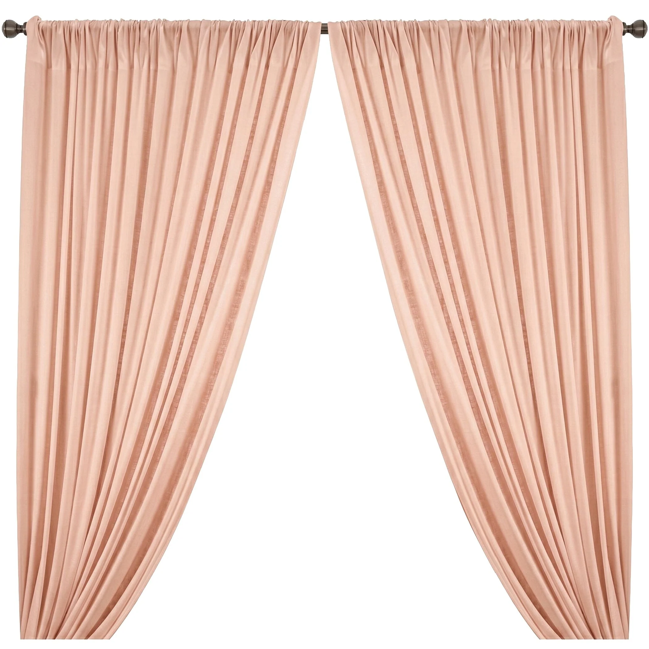 Yorkshire Natural Linen Rod Pocket Curtains - Blush