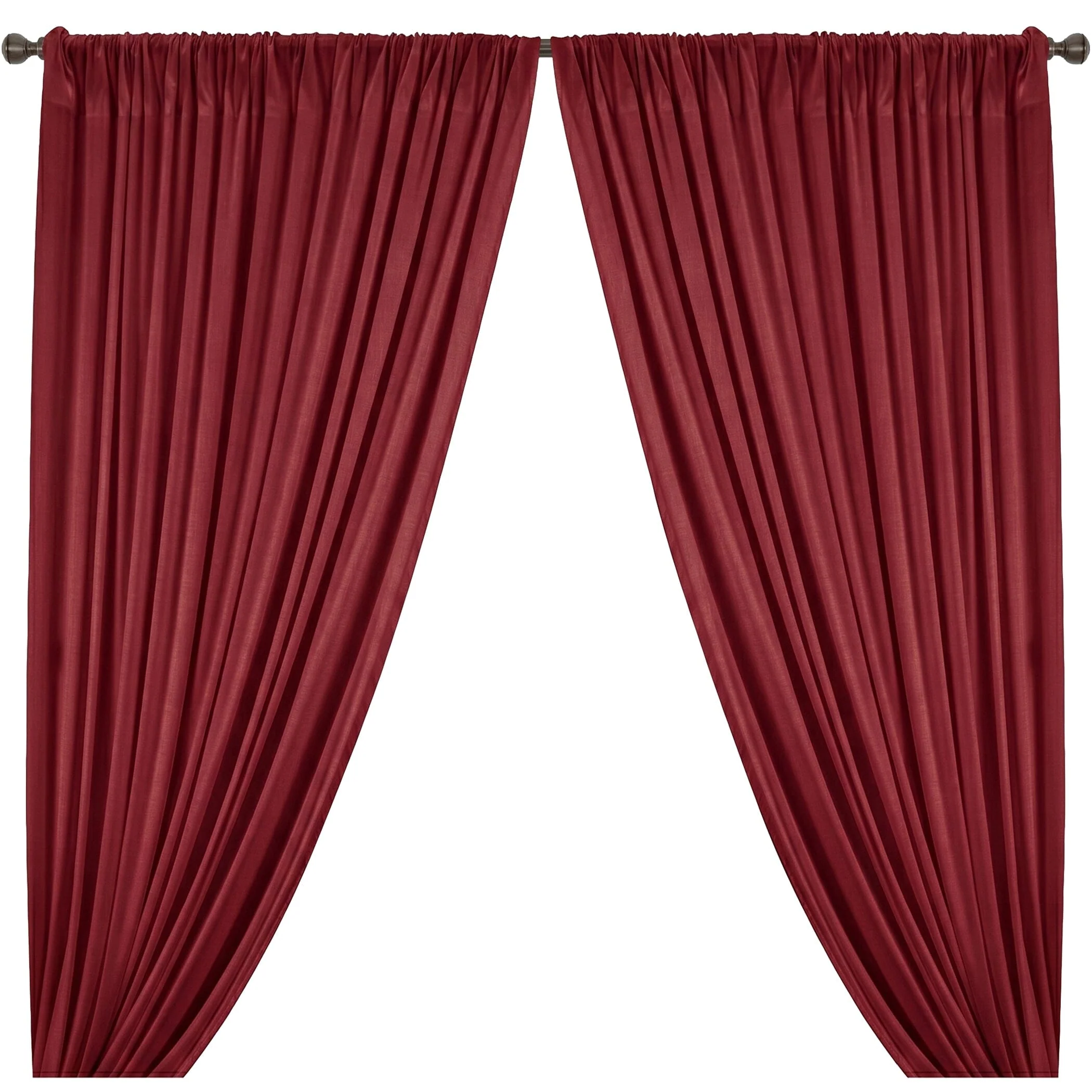 Yorkshire Natural Linen Rod Pocket Curtains - Burgundy